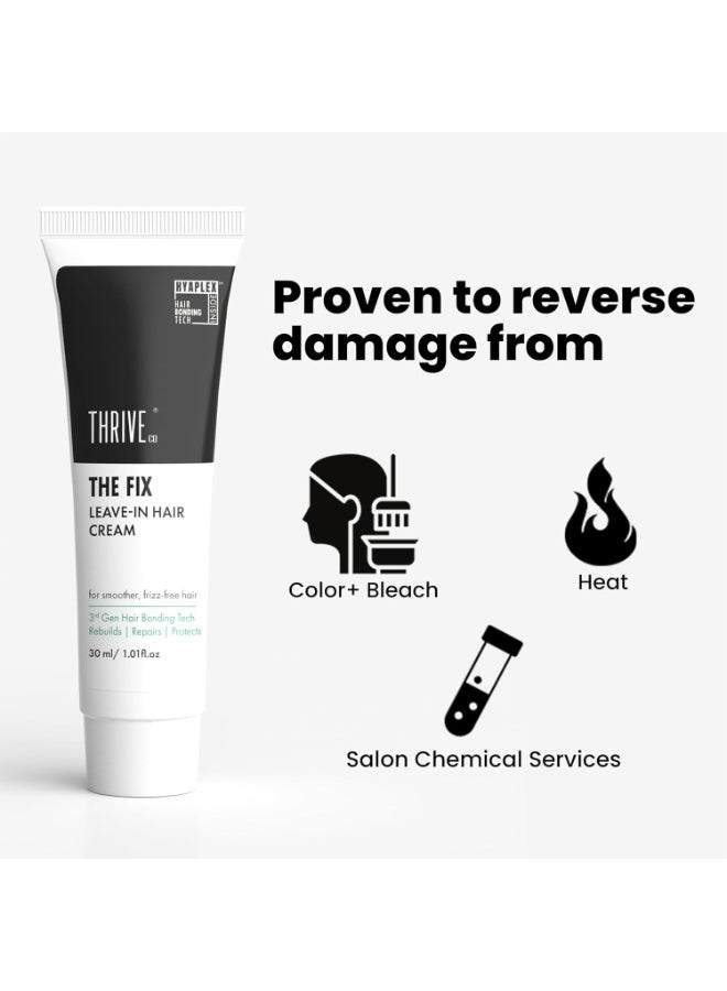 ThriveCo The Fix Leave-in Hair Cream For Smoother, Shiny & Frizz-Free Hair | For Daily Use | With HYAPLEX™ | Rebuilds, Repairs And Protects Heat, Chemical & Color Damaged Hair | For Men & Women | 30ml - Image 4